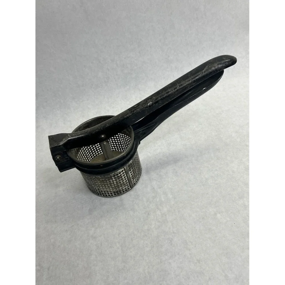 Vintage Metal Potato Ricer Manual Fruit Press Black Handle Kitchen Tool
